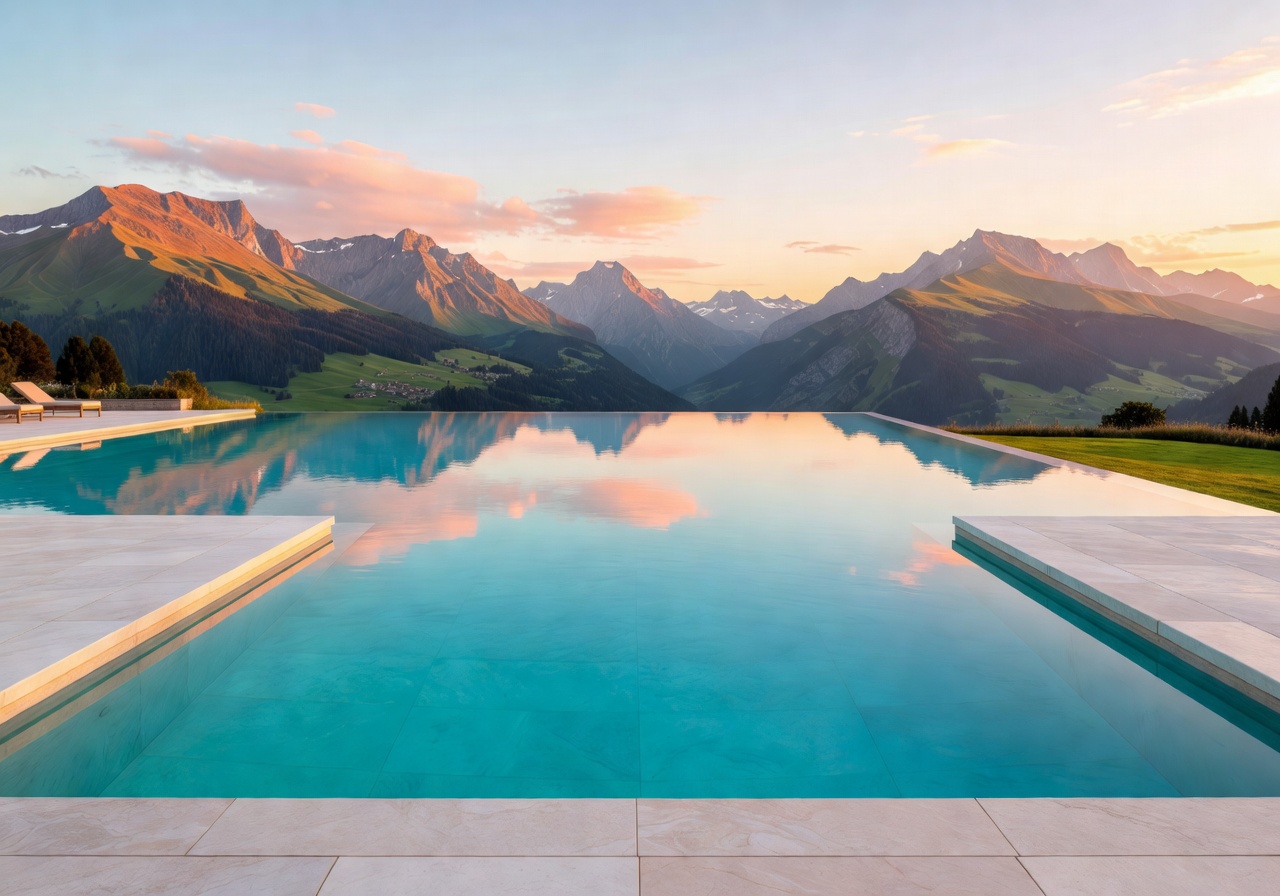 Famous outdoor infinity pool at Villa Honegg