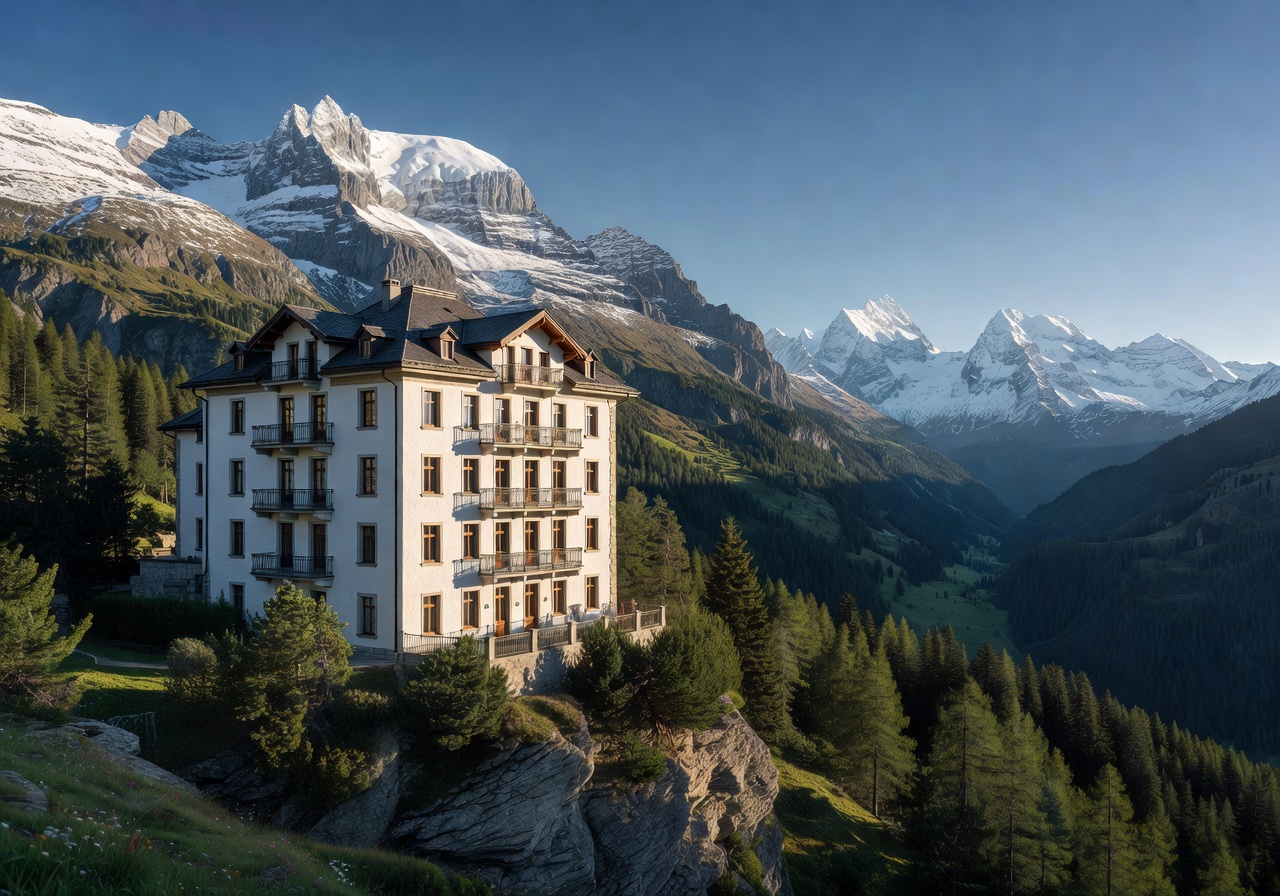 Hotel Villa Honegg exterior facade in the Swiss mountains