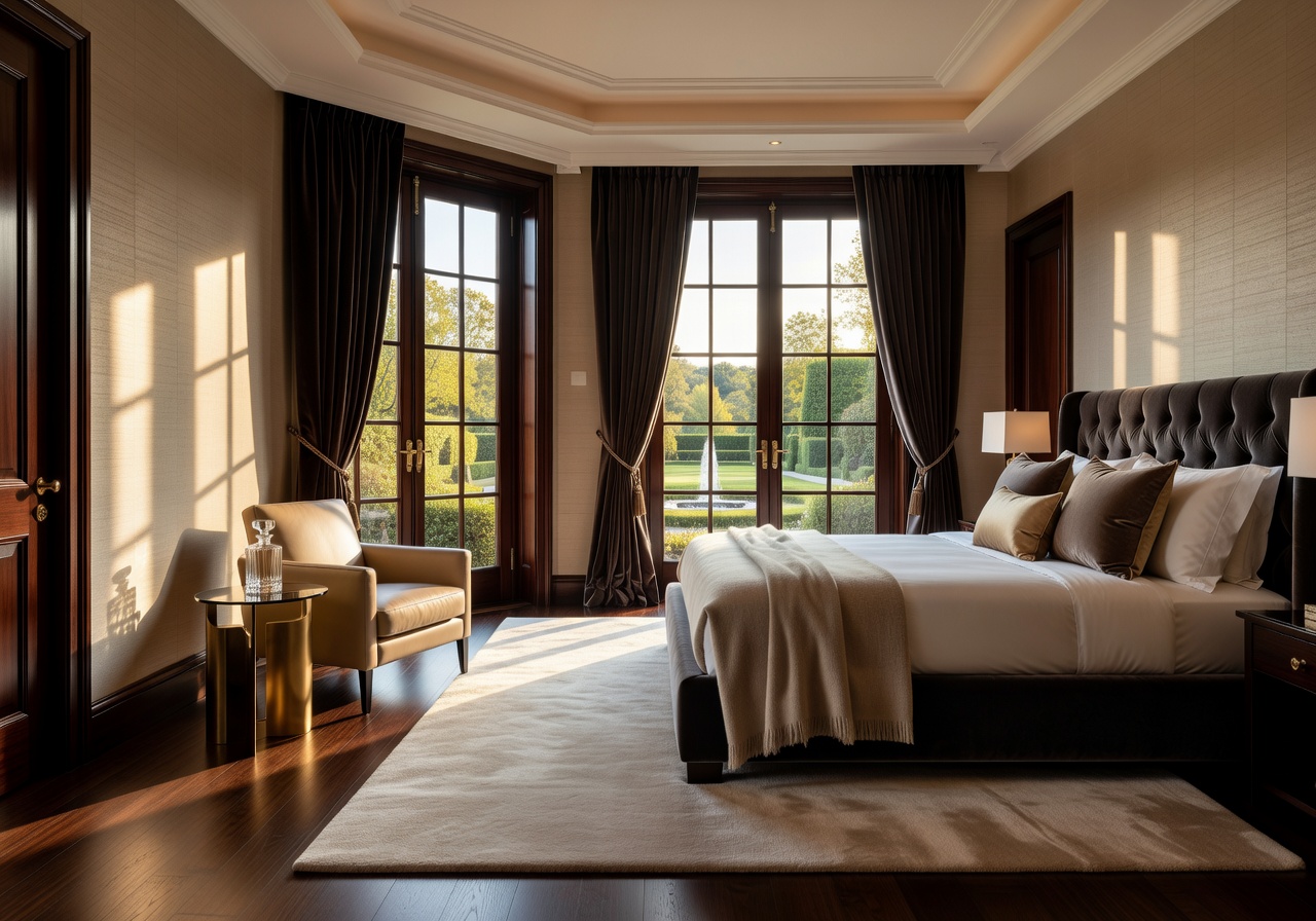 Master Suite interior with mountain view at Villa Honegg